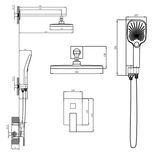 Душевая система для душа Qtap Gemini Gunmetal Black PVD скрытого монтажа QTGEM113GMB45698 - фото 13