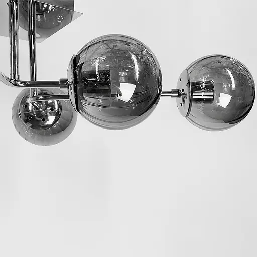 Сучасна стельова люстра в хромі на 6 графітових плафонів Line.F 2693/6 (new) CH+GR - фото 2