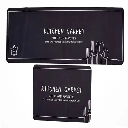 Набір килимків для кухні Yiwu HP-42-14B 116х38 см / 57х38 см 2 шт. чорний  - фото 1