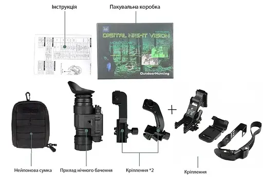 Монокуляр ночного видения Night Vision PVS-14 4х (до 400м) + набор креплений на шлем - фото 6