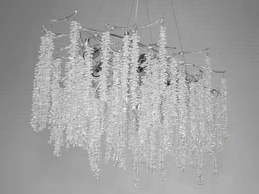 Сучасна кришталева люстра "Гліцинія" витягнутої форми на 12 ламп, хром - фото 2