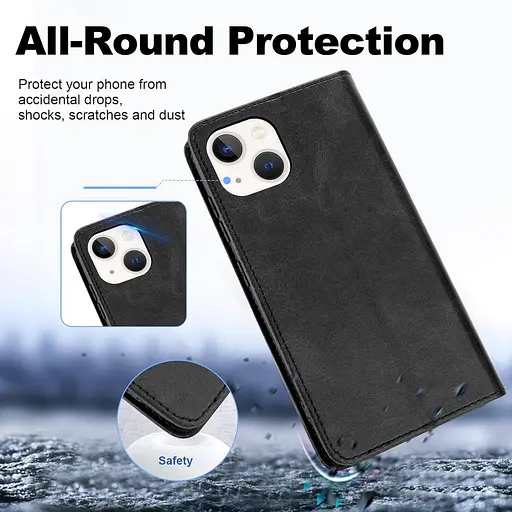 Чохол для мобільного телефону ZYIMOU для iPhone 13, чохол із захистом екрану, шкіряний чохол з функцією підставки та слотом для ка - фото 2