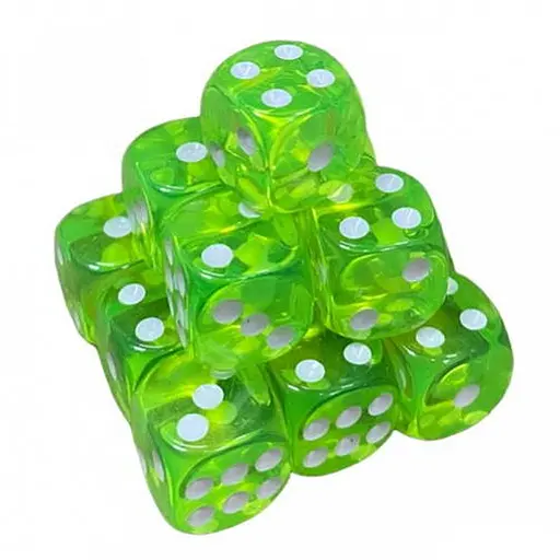 Настольная игра Games 7 Days Кубик D6 прозрачный с точками (салатовый) , 1 шт. (g7dtransd6dotslgreen) - фото 1