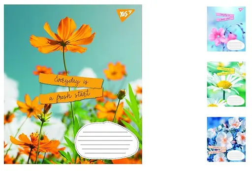 Зошити учнівські 60 аркушів лінія 1B Summer flowers, 10 шт. в упаковці