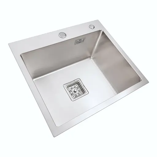 Кухонная мойка Platinum Handmade HSB 500x450x230 нержавейка (квадратный сифон 3,0/1,0), Нержавеющая сталь - фото 3