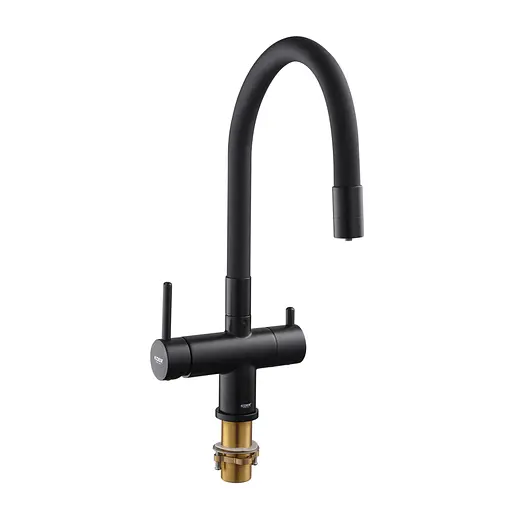 Смеситель для кухни на две воды с гибким изливом Koer KB-72002-05 KR3384 Черный матовый - фото 9