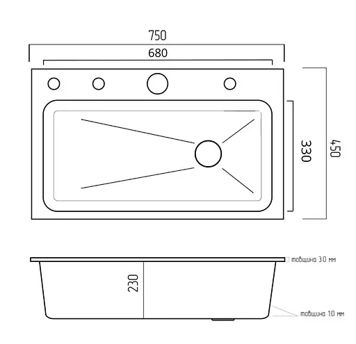 Кухонна мийка Platinum HANDMADE 75*45D (SP000039678) - фото 15