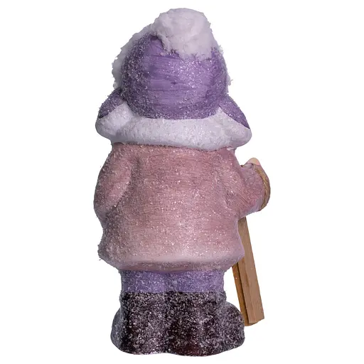 Новорічна фігурка Дівчинка з лижами з фарфору 12×10×22 (см) новорічний декор  Yiwu CR-5-2 - фото 3