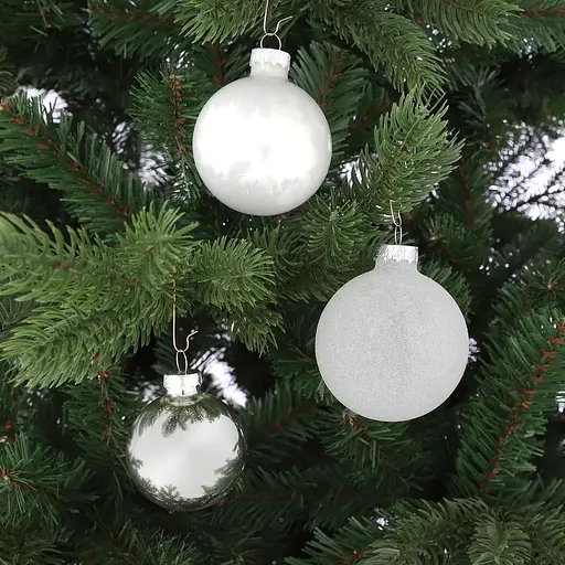 Комплект елочных шаров Mica Decorations стеклянные 7/6/5 см белые 42 шт. (1180831) - фото 3