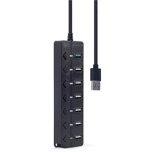 USB-Хаб Gembird 7 портiв (6хUSB2.0+1хUSB3.0) UHB-U3P1U2P6P-01, пластик, чорний (UHB-U3P1U2P6P-01) - фото 3