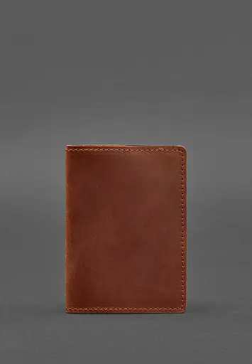 Кожаная обложка для паспорта 1.3 светло-коричневая Crazy Horse - фото 2