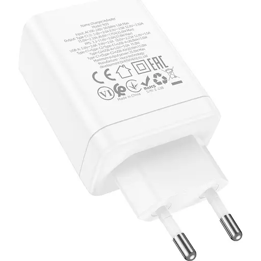 Сетевое зарядное устройство Hoco N33 USB-A/2 х USB-C 35W White [124887] - фото 5