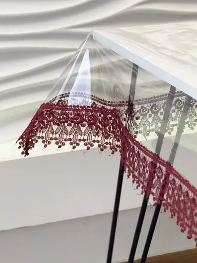 Силіконова скатертина з бордовим мереживом 7 см 280х140 см - фото 9