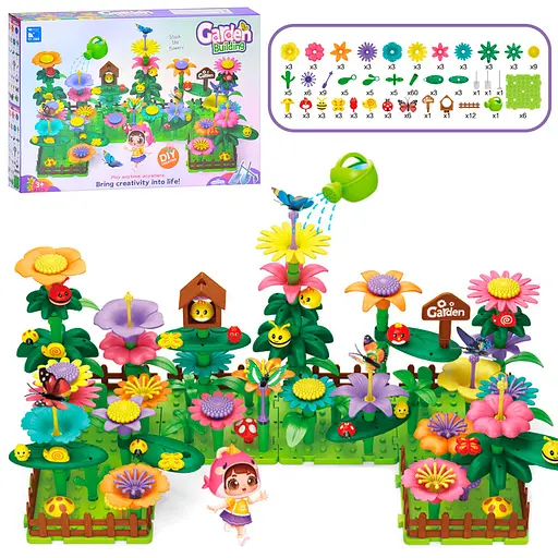 Конструктор Дитячий Сад, CJ-2028A, 191 деталь, квіти, комахи