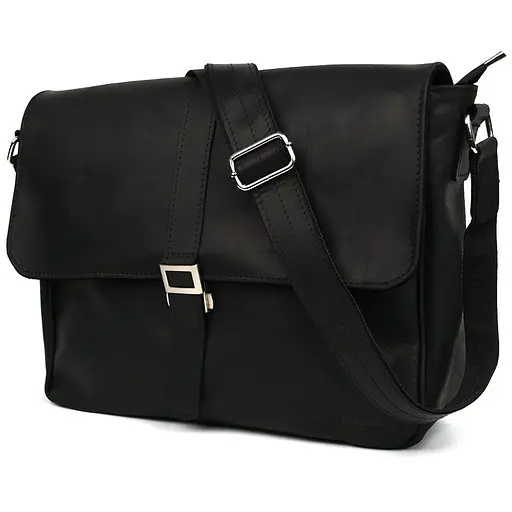 Мужская сумка через плечо Tarwa из черной крейзи хорс 36.5х30х11 см sum0028290 - фото 3