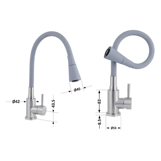 Змішувач для кухні Lidz Aria 015F31 з гнучким виливом (k35) LDARI015F31GNK31871 Grey/Nickel Сірий - фото 2