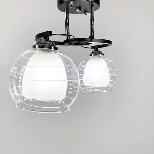 Стельова люстра в чорному корпусі з подвійним плафоном Line.F Кількість ламп 5 - фото 7