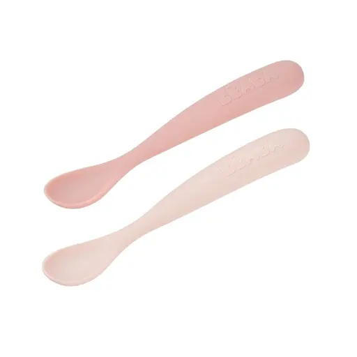 Набор ложек Beaba силиконовых 2шт. 4+ розовый кремовый (913598)
