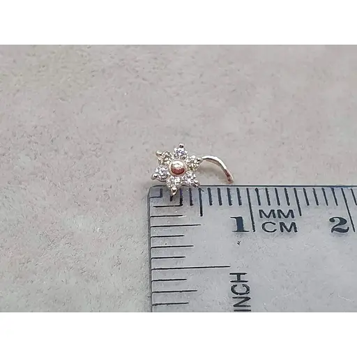 Золотая серьга-пирсинг в нос Dear с фианитами. 1040.3 - фото 2