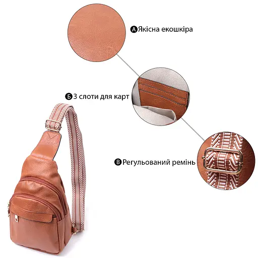 Женская сумка Vintage через плечо с отверстием для наушников из экокожи 17х27х6.5 см sum0026980 - фото 4