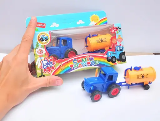 Дитячий іграшковий металопластиковий трактор з причепом-цистерною Синій трактор Синій/Жовтий - фото 3