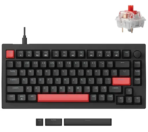 Клавіатура Lemokey X4 84Key Keychron Red USB-A QMK/VIA Hot-Swap EN/UKR RGB Black (X4-H1-UA) - фото 1