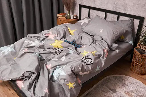 Комплект постельного белья Moon&Star Бязь Gold Люкс Gray Stars полуторный 143х210 наволочки 2х40х60 - фото 5