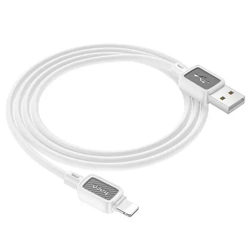 Кабель Hoco X108 Benefit silicone charging data cable iP 2.4A/1 м. белый - фото 1