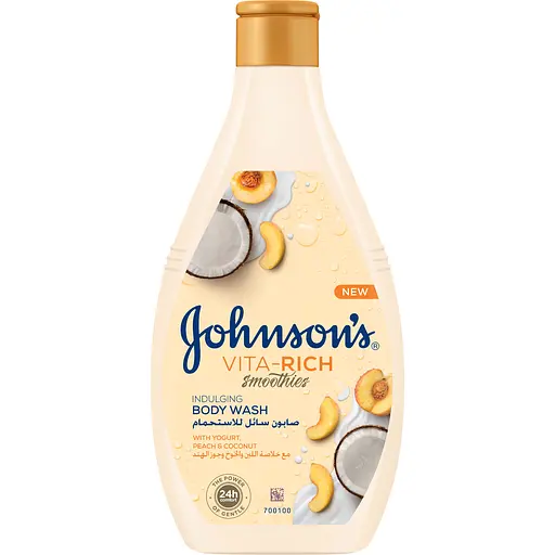 Гель для душу Johnson's Vita Rich Smoothies розслаблювальний з йогуртом кокосом та екстрактом персика 400 мл