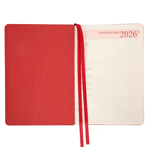 Дневник-деловая записная книжка А5 Leo Planner датированный 2026 Boss красный 368 страниц (252636) - фото 2