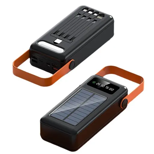 Универсальная зарядная батарея ACL PW-19 50000mAh + солнечная панель + фонарик (Черный) - фото 3