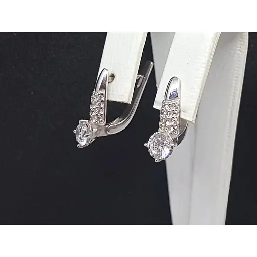 Срібні сережки Лазурит з фіанітами. 25014р - фото 3