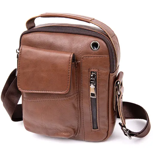 Кожаный мессенджер мужской Vintage 18х20,5х5,5 см sum0013932 - фото 1