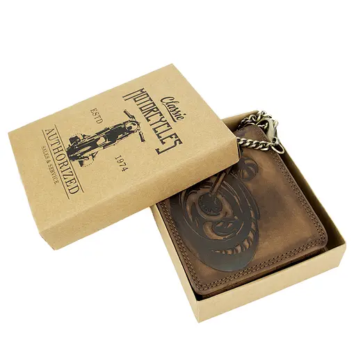 Мужской кожаный кошелек с мотоциклом коричневый Always Wild N992C-VIN-M - фото 5