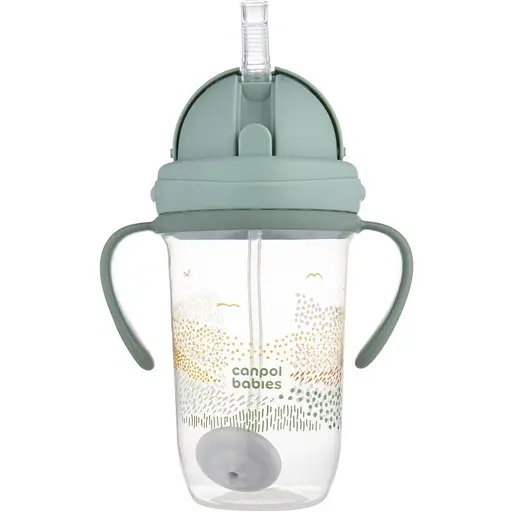 Кружка непроливайка Canpol babies Mountains с трубочкой и утяжелителем 270 мл серая (56/620_gre)