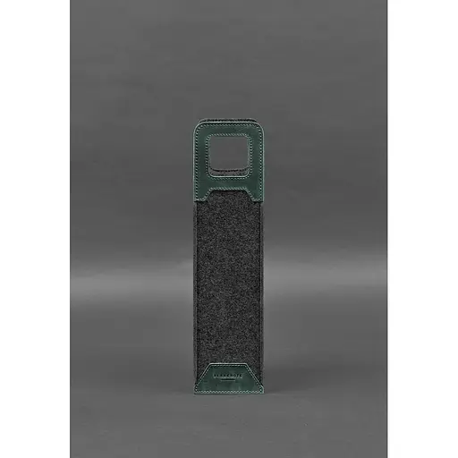 Чехол для вина BlankNote Crazy Horse 1.0 из фетра с кожаными вставками зеленый - фото 6