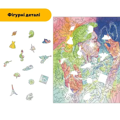 Дерев'яний фігурний пазл Музика, А5, Картонна коробка 35 елементів - фото 3