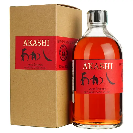 Віскі Akashi Single Malt Red Wine 5 Year Old 50% 0.5 л в подарунковій упаковці