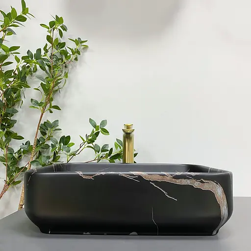 Умивальник VBI Palermo black stone matt накладний VBI-012306, Чорний матовий - фото 4