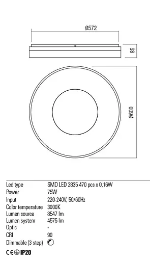 Стельовий світильник Redo MAYA PL LED RD 75W 3000K WH (4.1.2) 01-2003 - фото 3