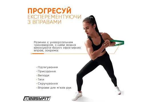 Гумова петля-еспандер Easyfit Origin 19-65 кг гумка для підтягувань, фітнесу та тренувань Зелена (EF-2654-5) - фото 4