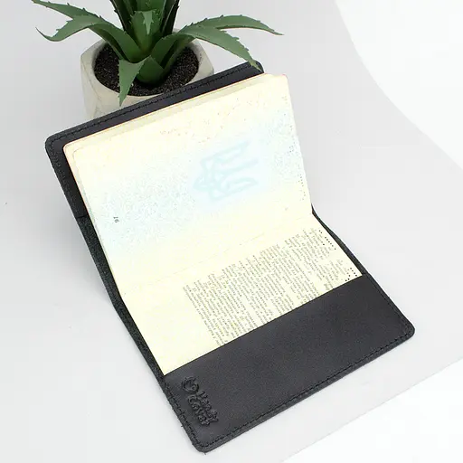 Обложка на паспорт кожаная мужская HC-05 (черная) - фото 2