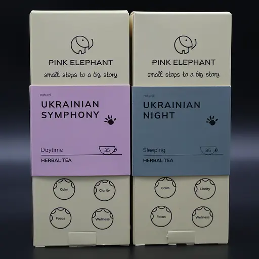Чай Ukrainian Herbal Symphony — Подарочный набор травяных чаев Pink Elephant, 2x70 г - фото 2