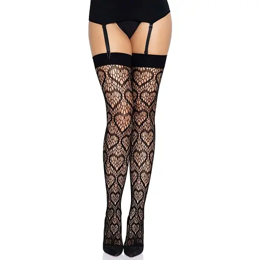 Чулки Leg Avenue Heart net thigh highs Black One size