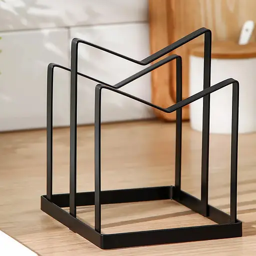 Тримач органайзер настільний кухонний для кришок каструль на 2 відділення, Kitchen Master Чорний 86192 - фото 5