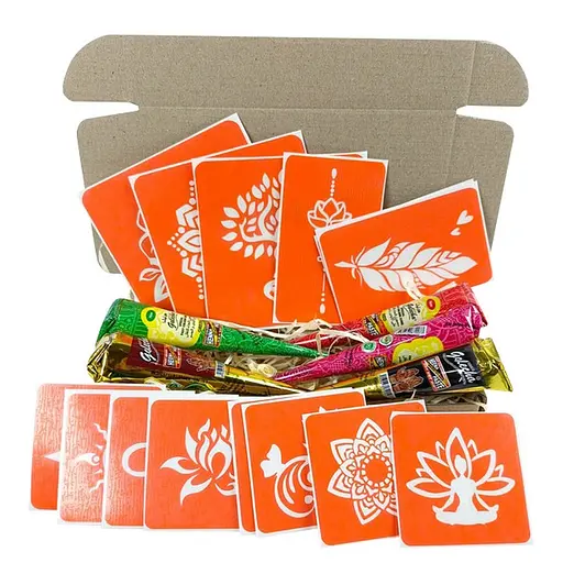 Набор цветной хны с трафаретами для био-тату №4 Fresh Tattoo color-henna-set-04 - фото 1