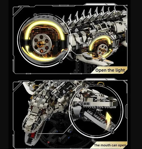 Конструктор динозавр MJI механічний МОЗАЗАВР  Mosasaurus Sea Dragon Technical Model  1413 деталей - фото 4