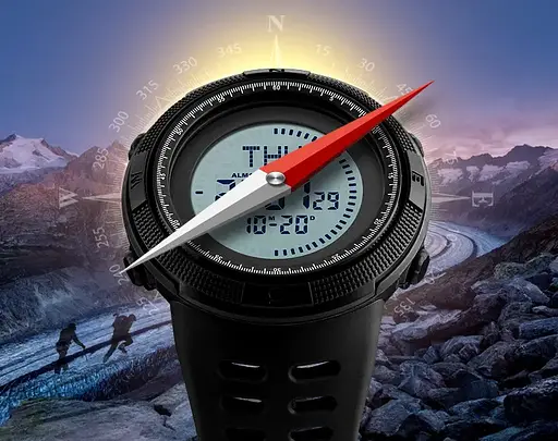 Часы мужские спортивные с компасом Skmei 1254 Compass (Черный) - фото 9