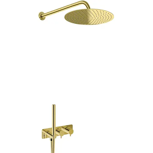 Душова система Kohlman Axel 30 gold з термостатом + BOX прихованого монтажу KPL-QW265AGD30, Золотий - фото 1