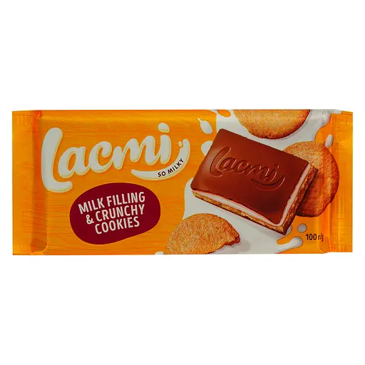 Шоколад молочний Roshen Lacmi з молочною начинкою та печивом 100 г (872110)